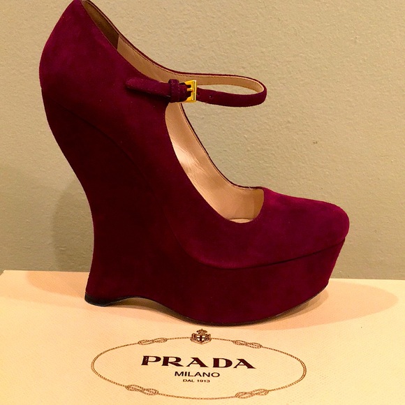 Prada suede Mary Jane platform wedges 36.5 - Picture 7 of 11